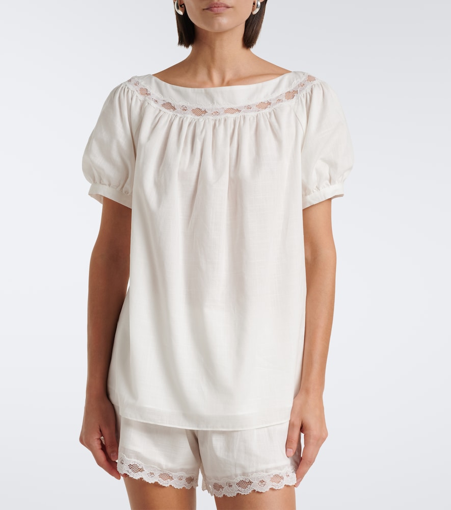 Marilyn Lace-Trimmed Cotton Top