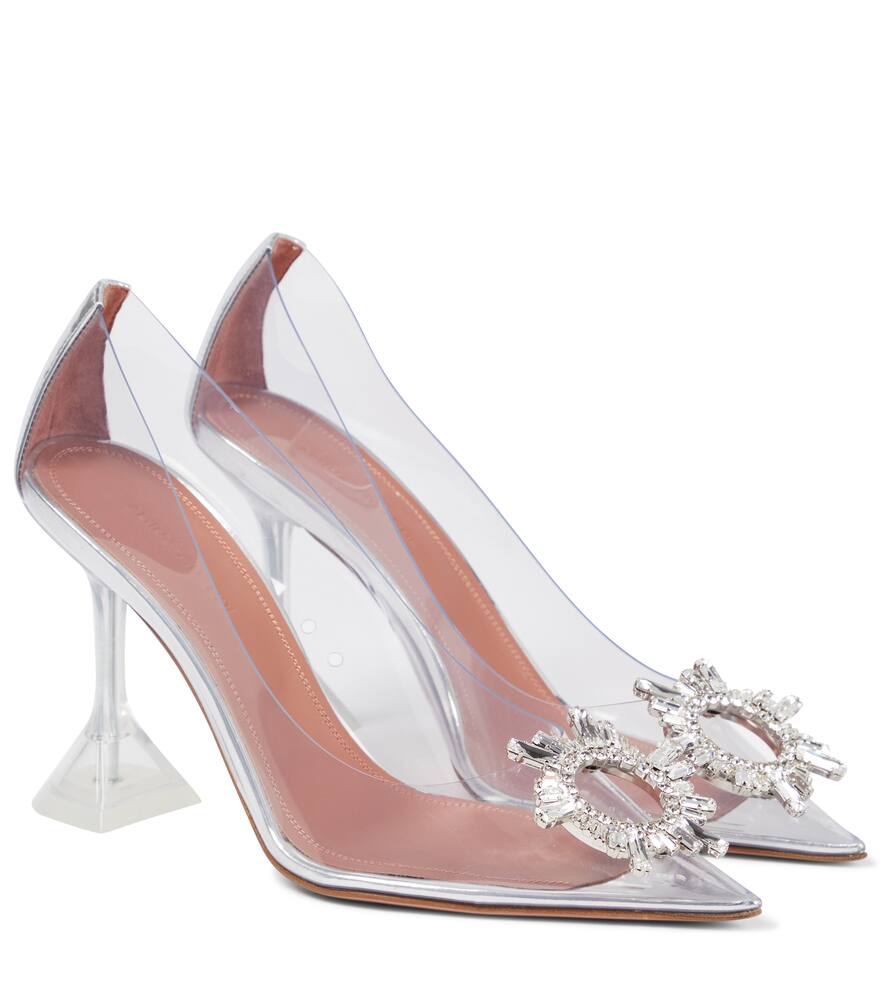 clear embellished pumps