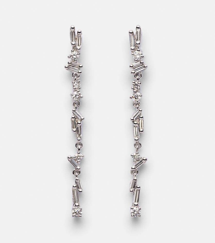 Suzanne Kalan Classic 18kt white gold drop earrings with diamonds