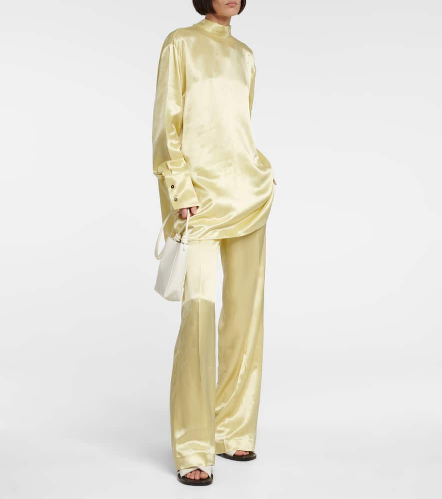 Shop Jil Sander Satin Pants In Light Pastel Green