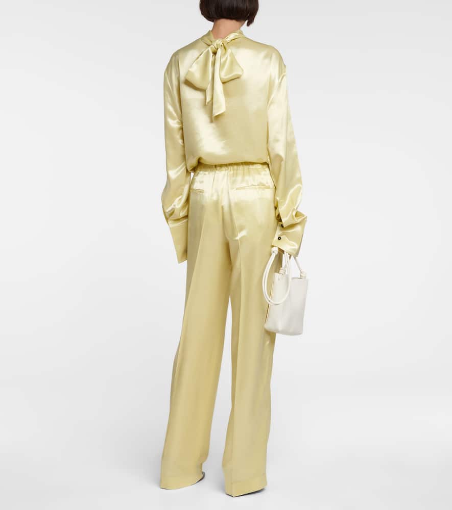 Jil Sander Satin Pants In Light Pastel Green