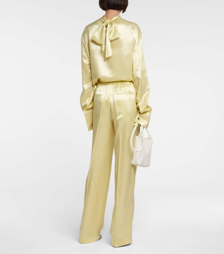 Shop Jil Sander Satin Pants In Light Pastel Green