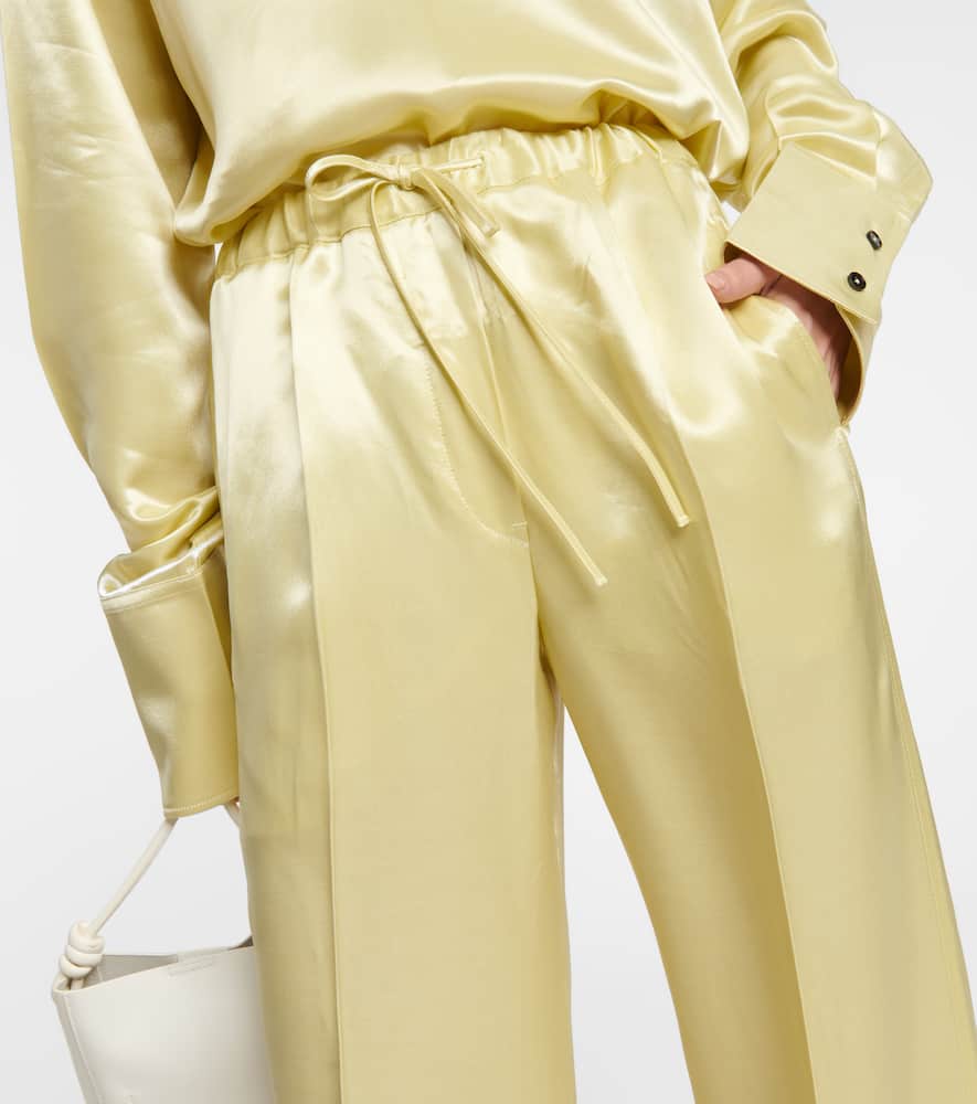 Jil Sander Satin Pants In Light Pastel Green