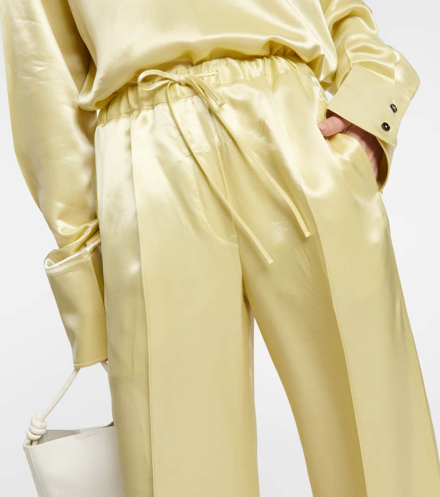 Shop Jil Sander Satin Pants In Light Pastel Green