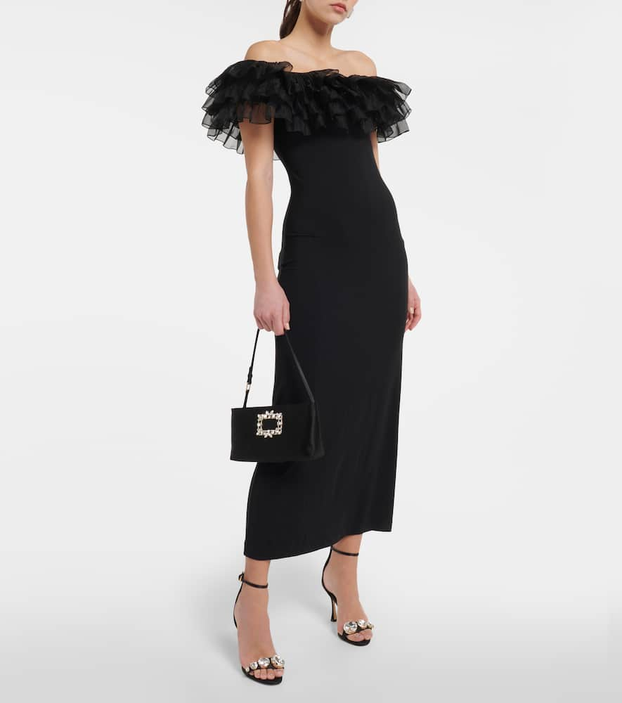 Shop Giambattista Valli Off-shoulder Ruffle-trimmed Maxi Dress In Black