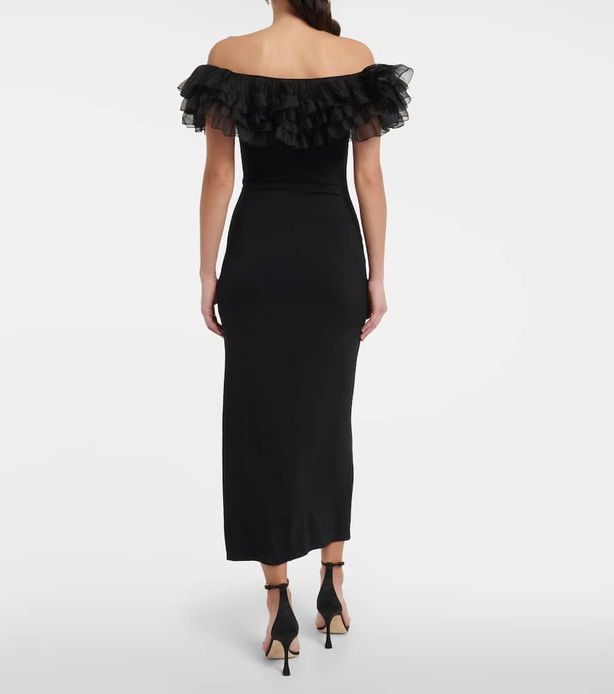 Shop Giambattista Valli Off-shoulder Ruffle-trimmed Maxi Dress In Black