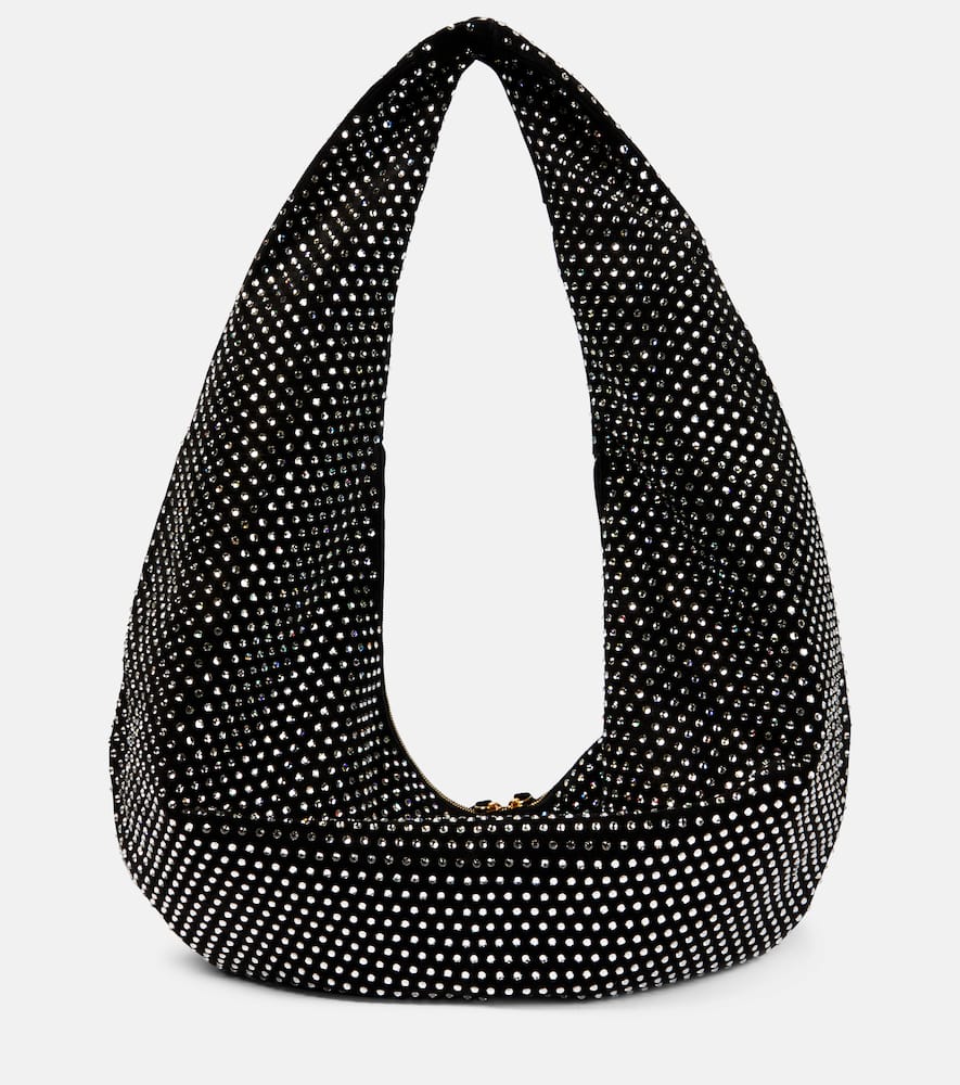 Khaite Olivia Large Embellished Suede Shoulder Bag In Black