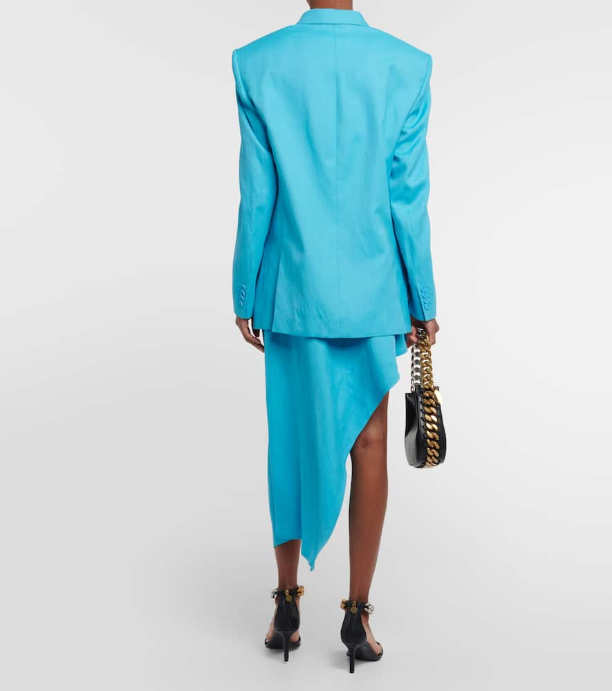 Shop Stella Mccartney Double-breasted Twill Blazer In Aqua Blue