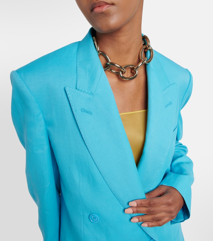 Stella Mccartney Double-breasted Twill Blazer In Aqua Blue