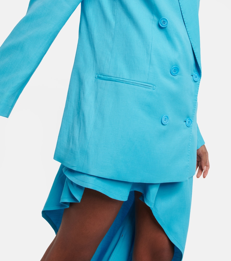 Stella Mccartney Double-breasted Twill Blazer In Aqua Blue
