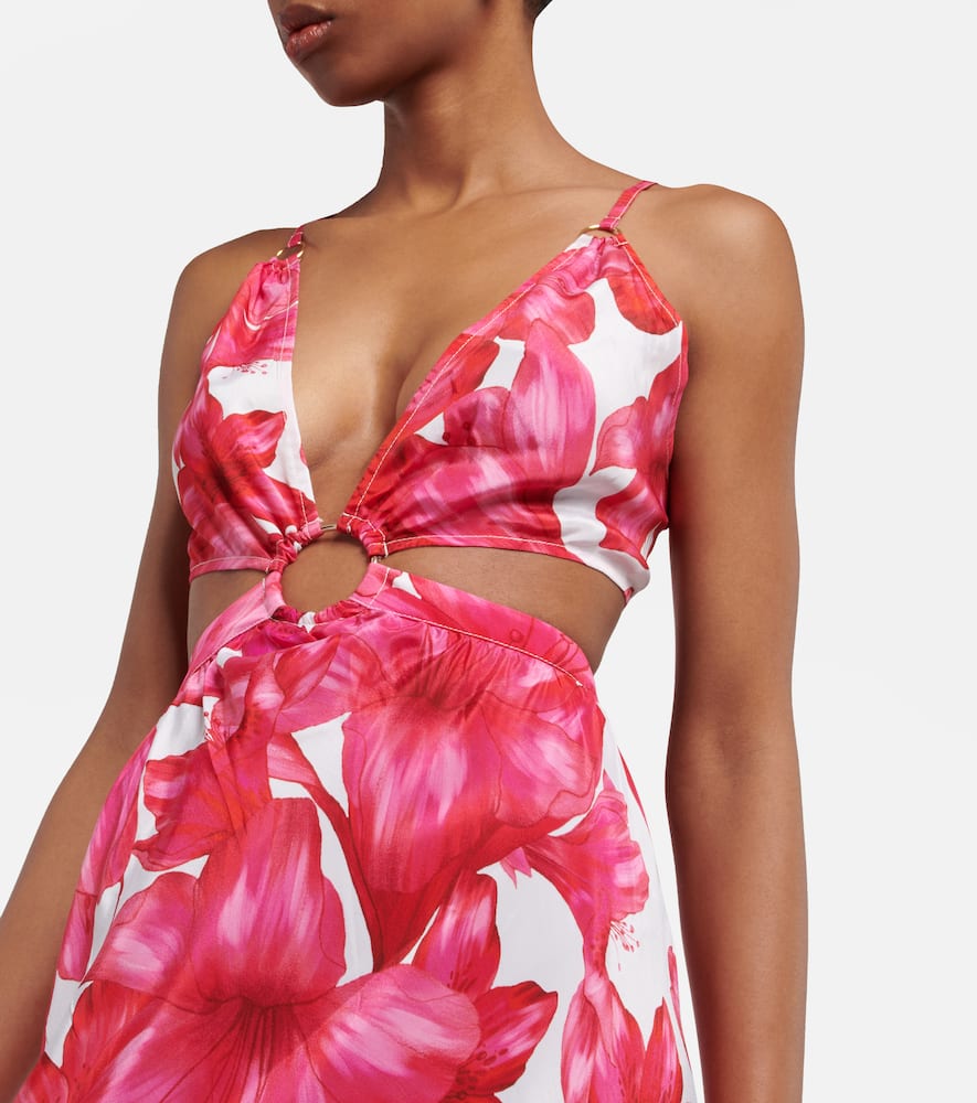 Shop Alexandra Miro Colette Floral Cutout Maxi Dress In Azalea Print