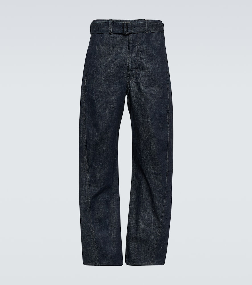 Lemaire Denim Wide-leg Twisted Belted Jeans In Blue