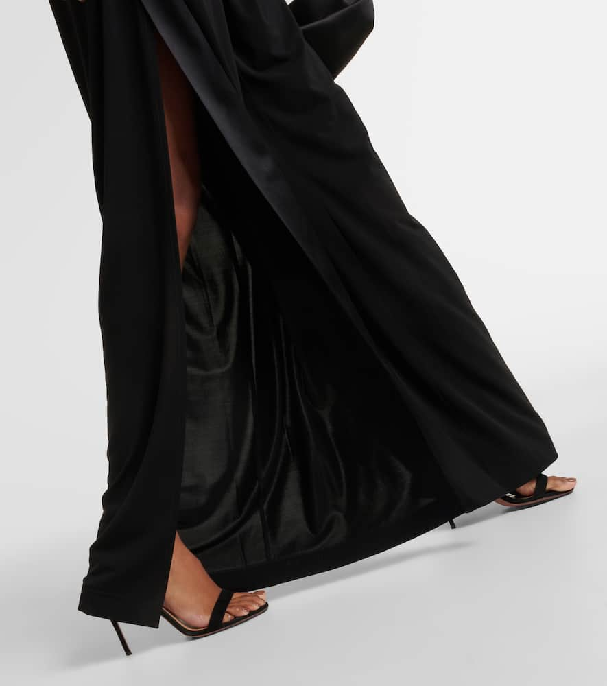 Shop Max Mara Ubi Silk Satin-trimmed Jersey Jumpsuit In Black