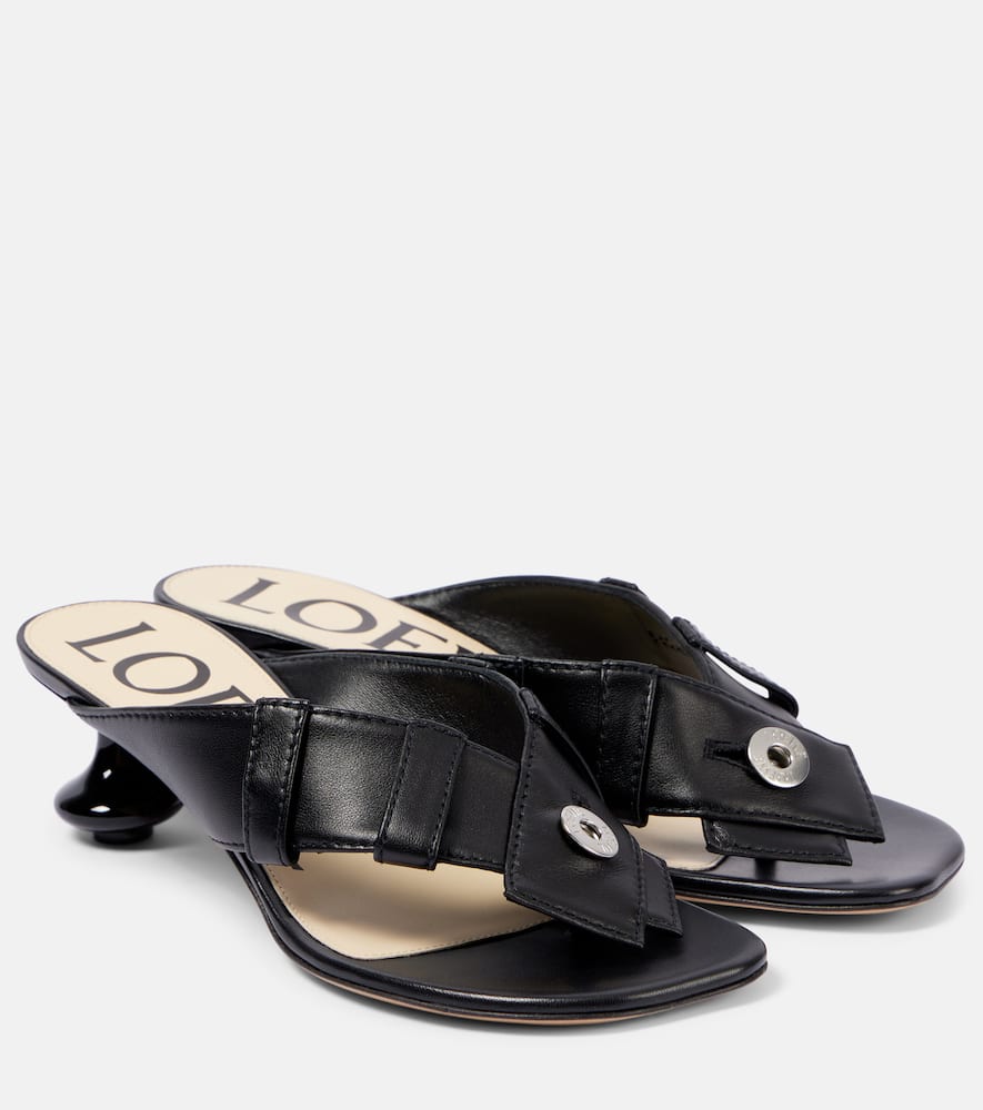 Loewe Toy Panta Leather Thong Sandals In Black