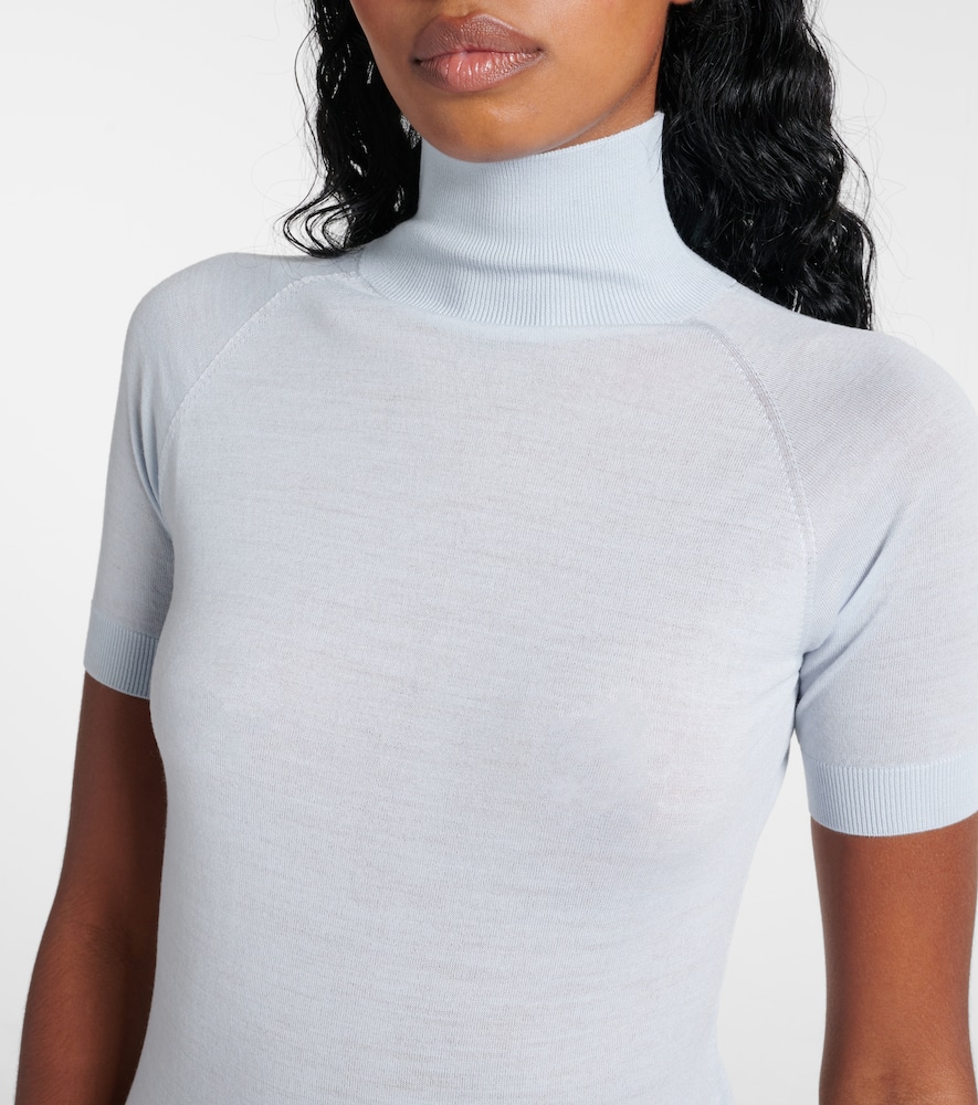 Shop Alaïa Wool Bodysuit In Blue