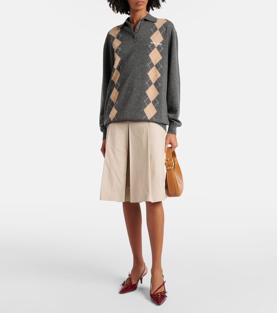 Miu Miu Argyle Cashmere Sweater In Multicoloured