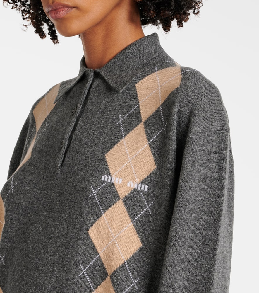 Miu Miu Argyle Cashmere Sweater In Multicoloured
