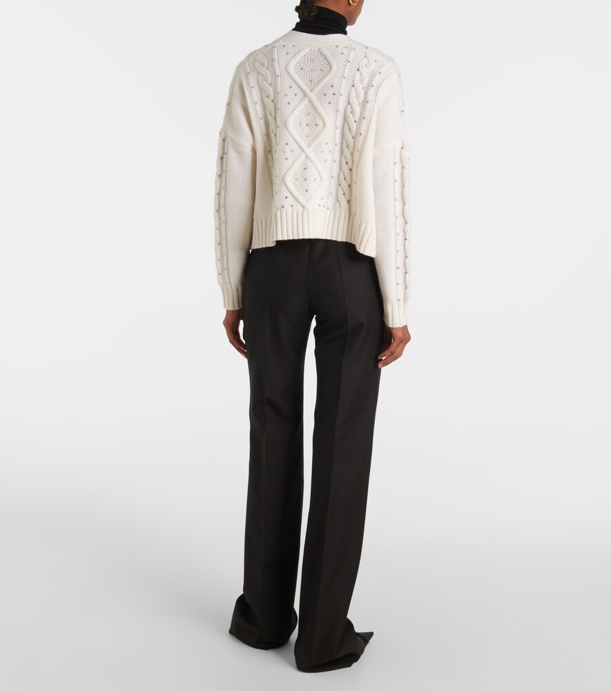  Max Mara Max Mara Musica Cable-knit Wool And Cashmere Cardigan 