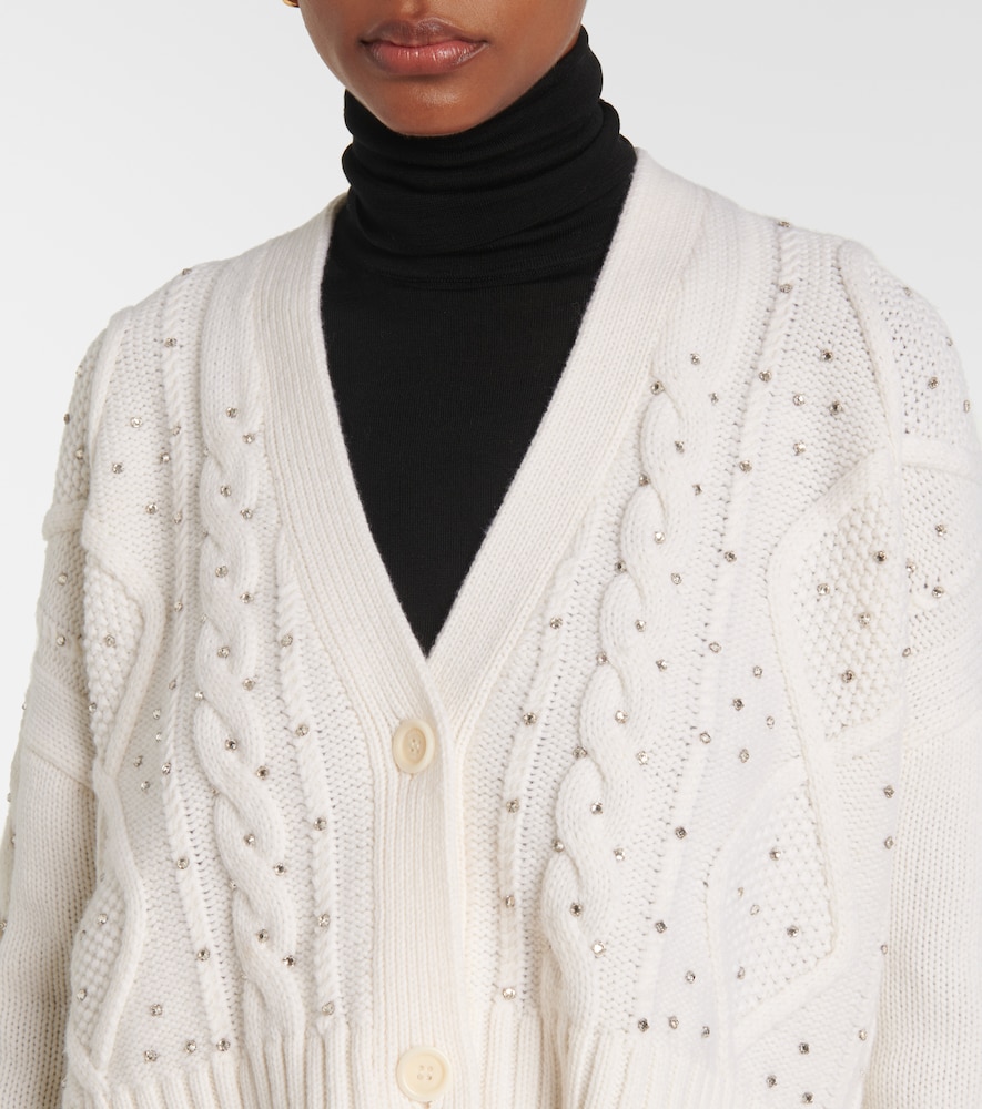  Max Mara Max Mara Musica Cable-knit Wool And Cashmere Cardigan 