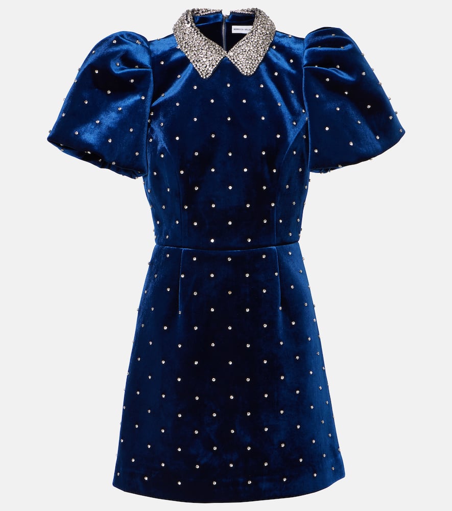 Rebecca Vallance Vivicia Embellished Velvet Minidress In Blue
