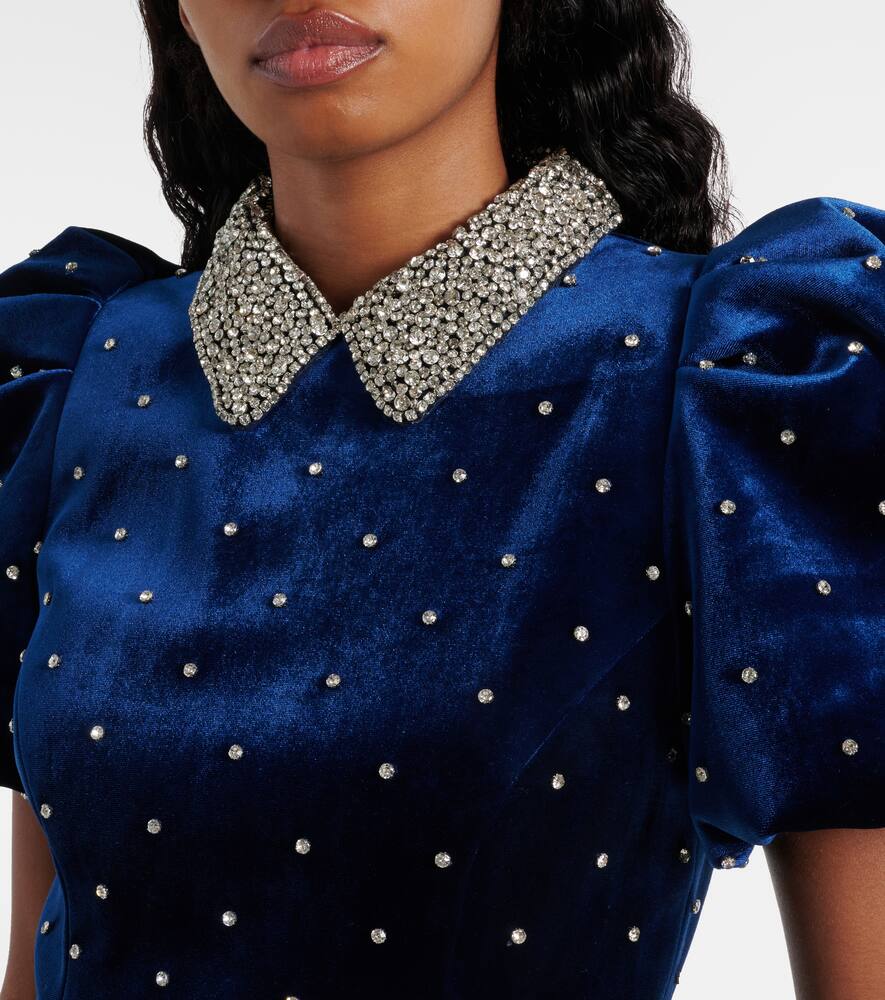 Rebecca Vallance Vivicia Embellished Velvet Minidress In Blue