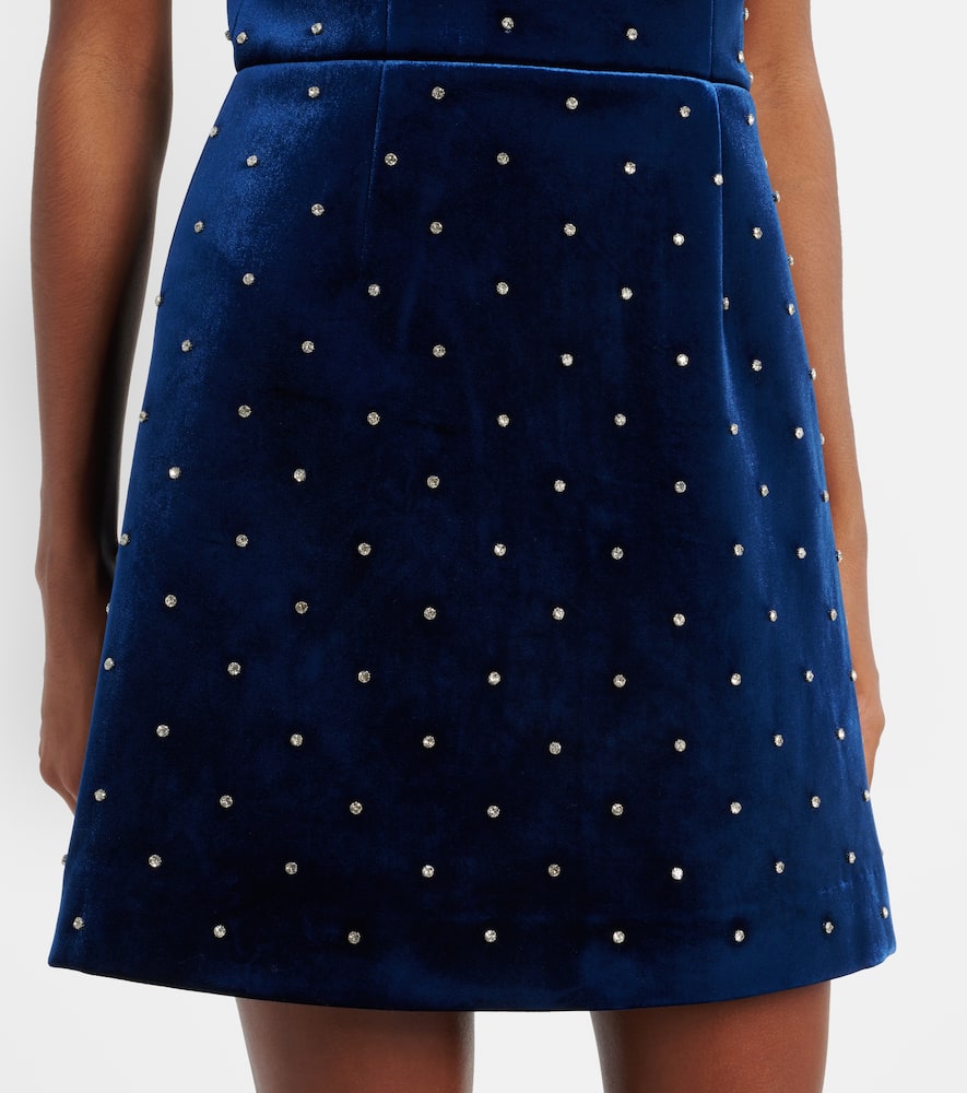 Rebecca Vallance Vivicia Embellished Velvet Minidress In Blue