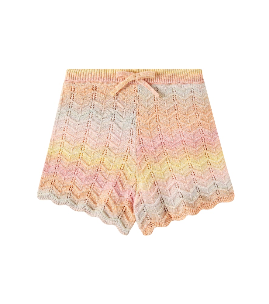 Zimmermann Tallow Chevron Cotton-blend Shorts In Multicoloured