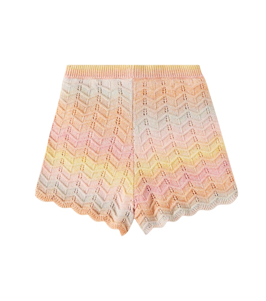 Zimmermann Tallow Chevron Cotton-blend Shorts In Multicoloured