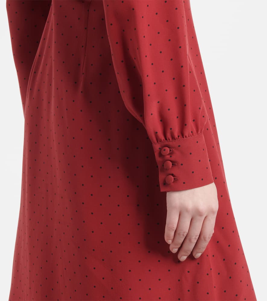 Alessandra Rich Womens Polka-dot Puffed-sleeves Silk Midi Dress Bordeaux Black In Red