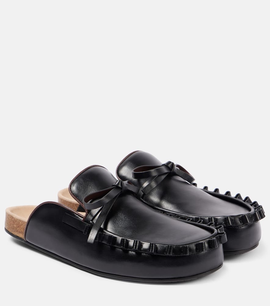 Ruffled leather mules