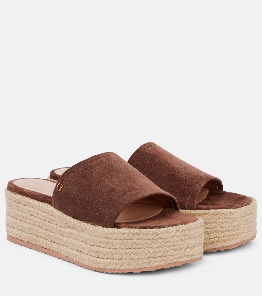 Suede platform espadrille slides