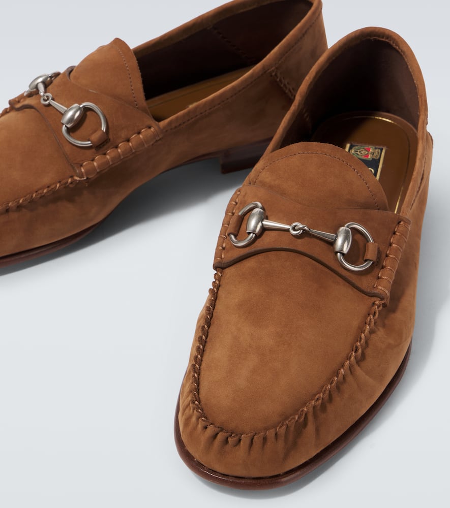 Gucci Signature Horsebit Detail Suede Loafers