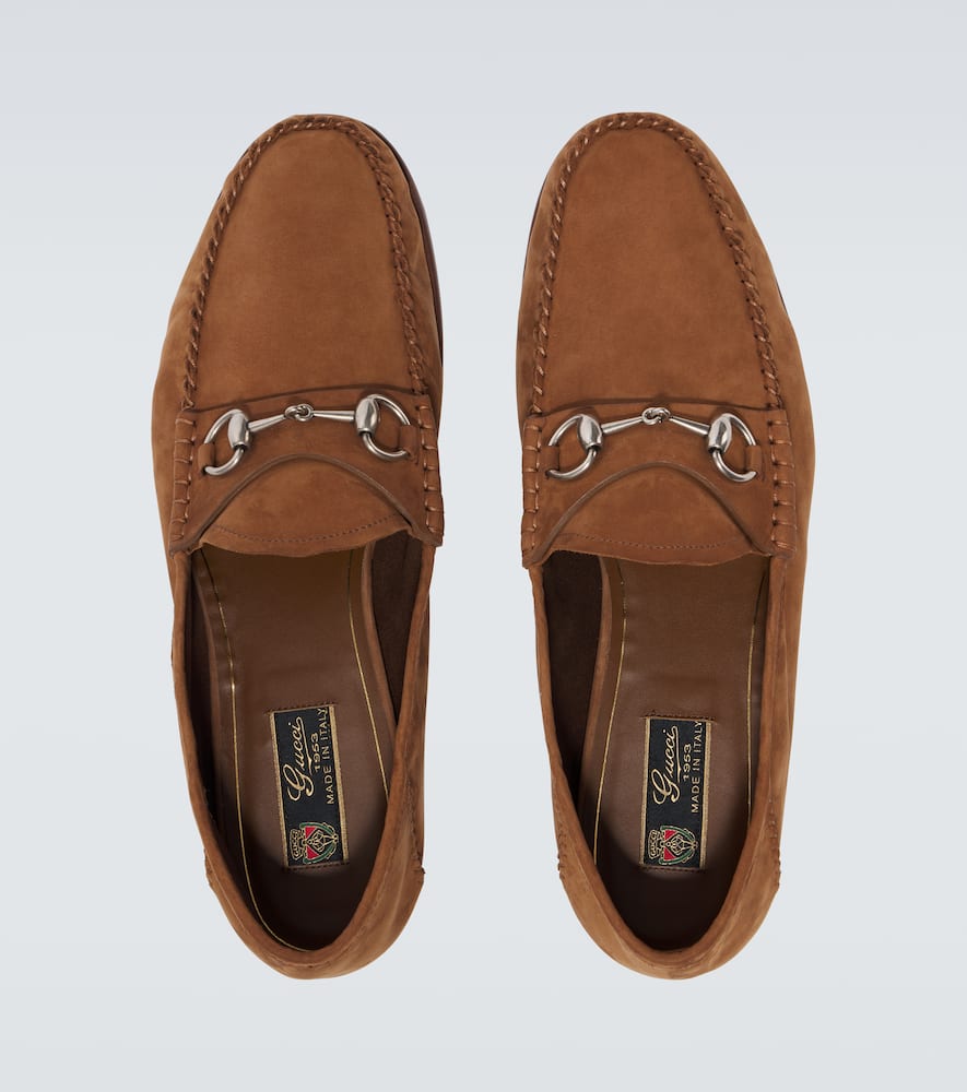 Gucci Signature Horsebit Detail Suede Loafers
