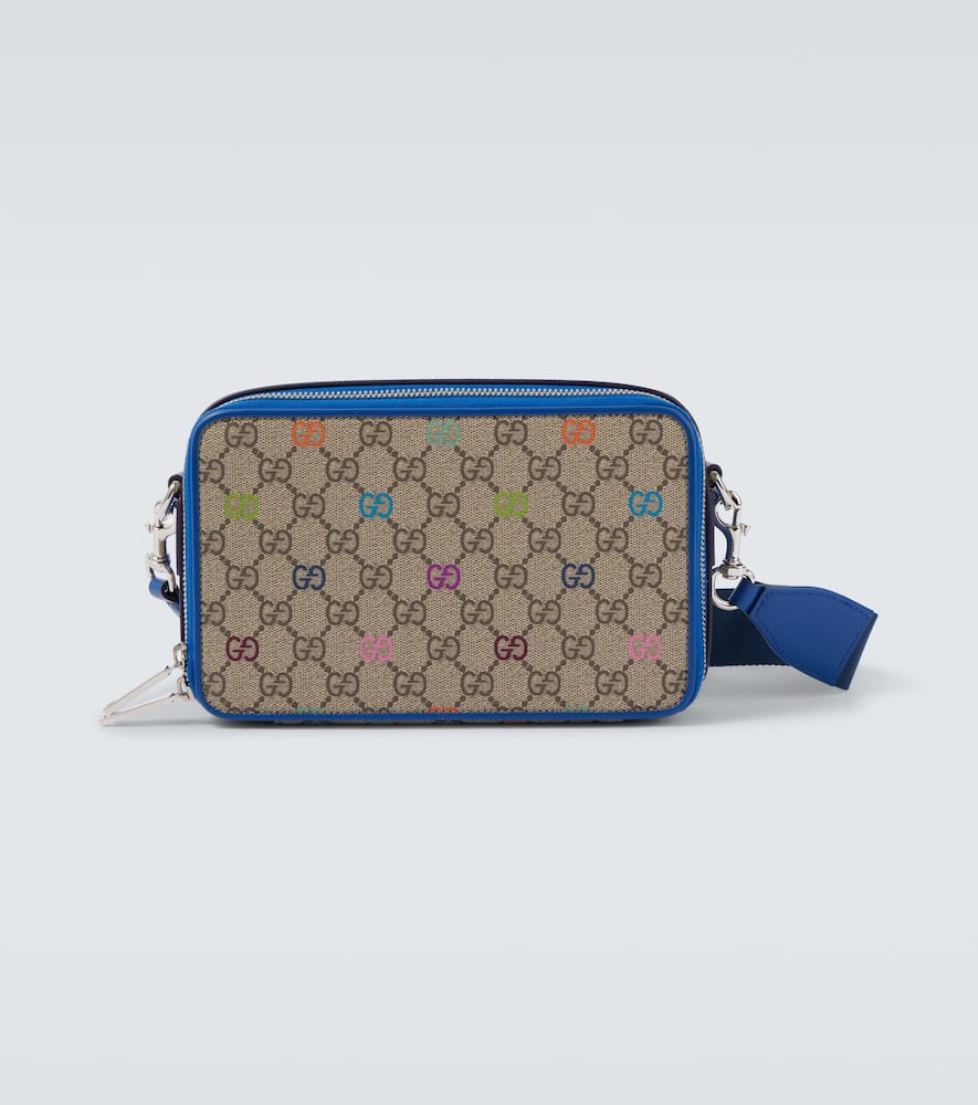 GG Canvas leather-trimmed shoulder bag
