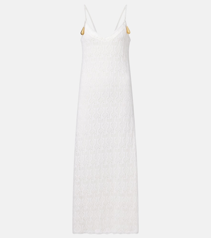Bottega Veneta Embellished Open-knit Cotton And Silk-blend Midi Dress In White