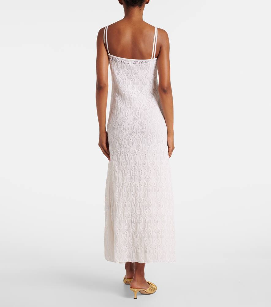 Bottega Veneta Embellished Open-knit Cotton And Silk-blend Midi Dress In White