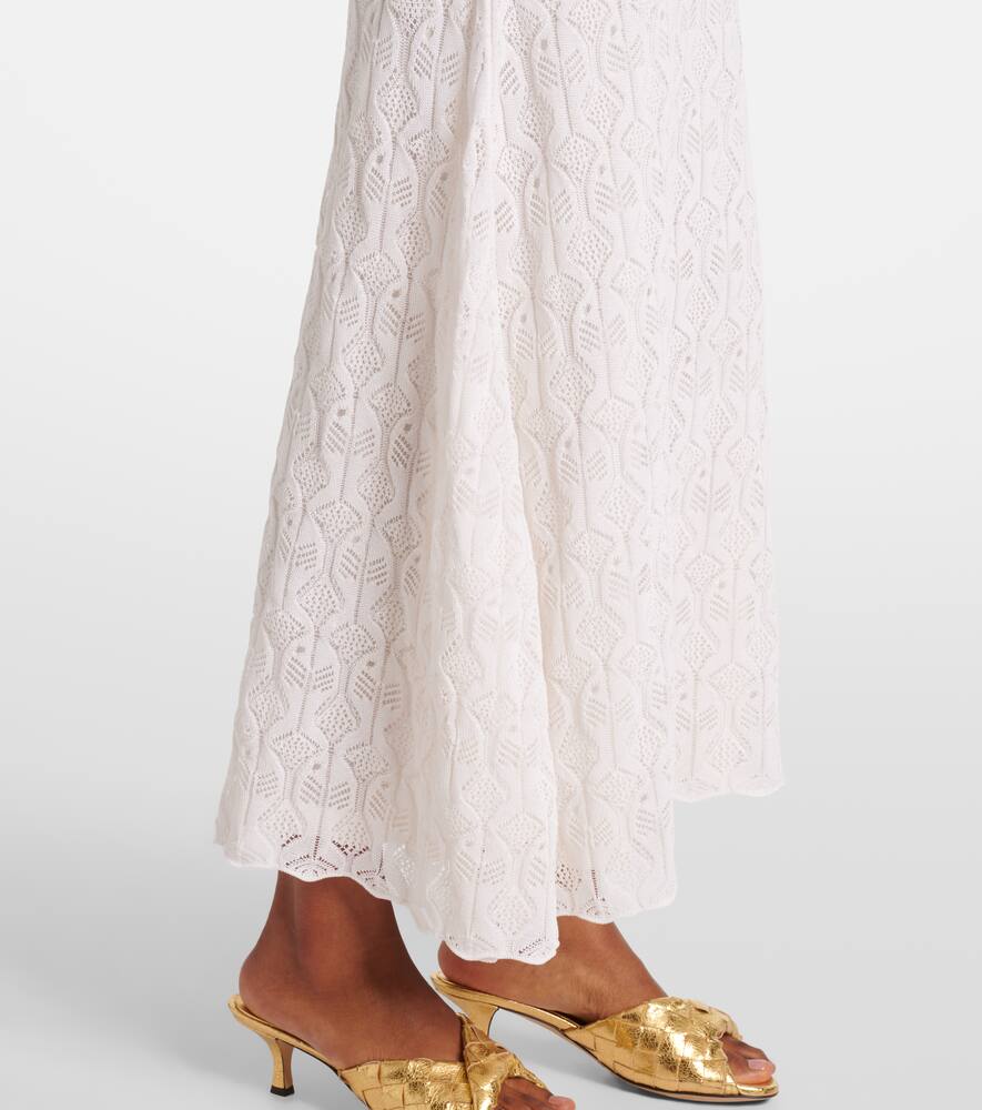Bottega Veneta Embellished Open-knit Cotton And Silk-blend Midi Dress In White