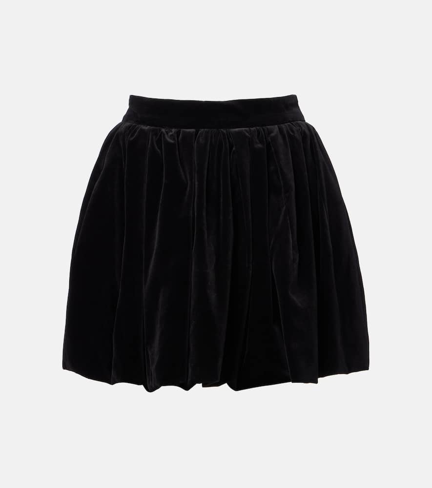 Patou Cotton Velvet Miniskirt In Black