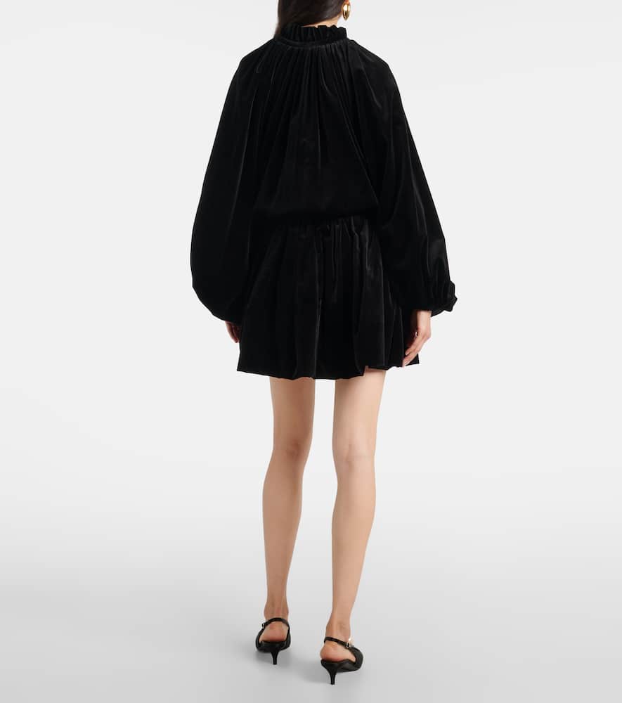 Patou Cotton Velvet Miniskirt In Black