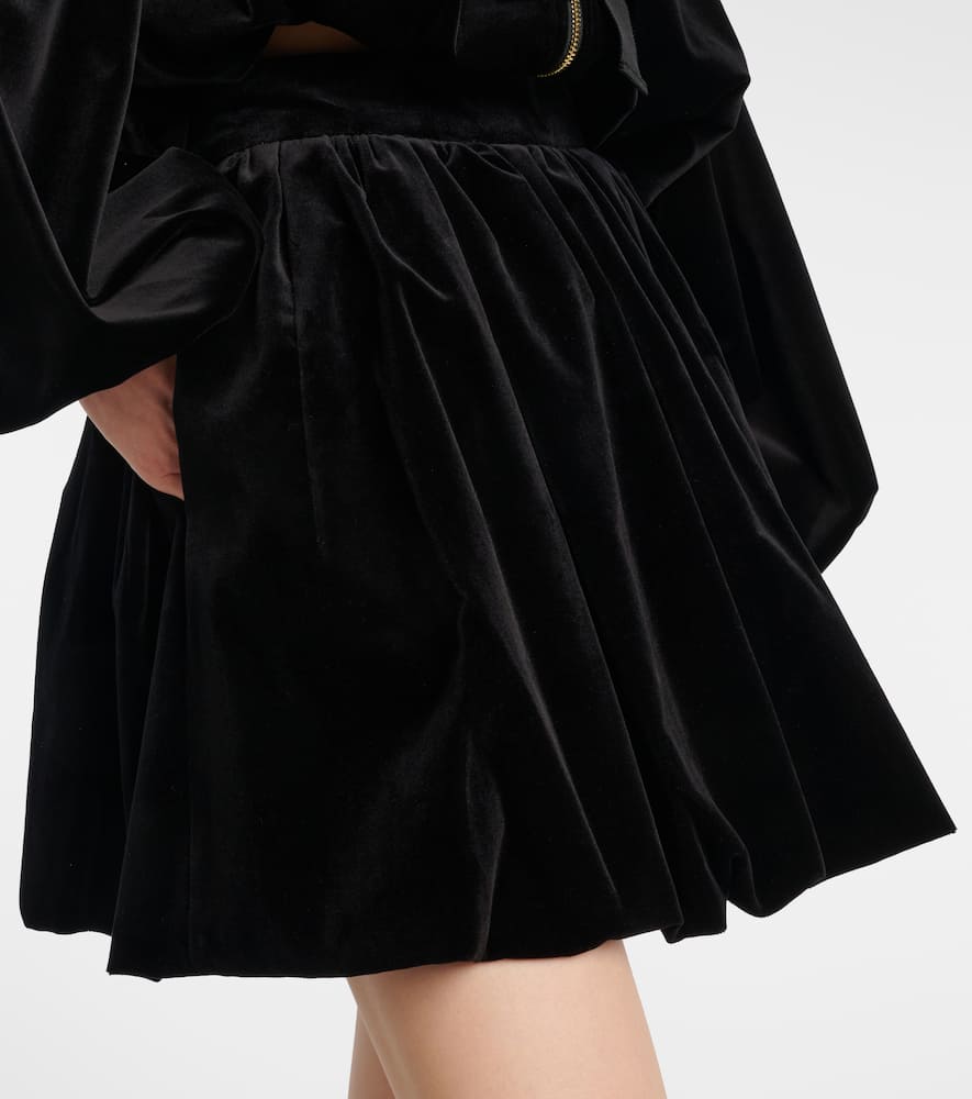 Patou Cotton Velvet Miniskirt In Black