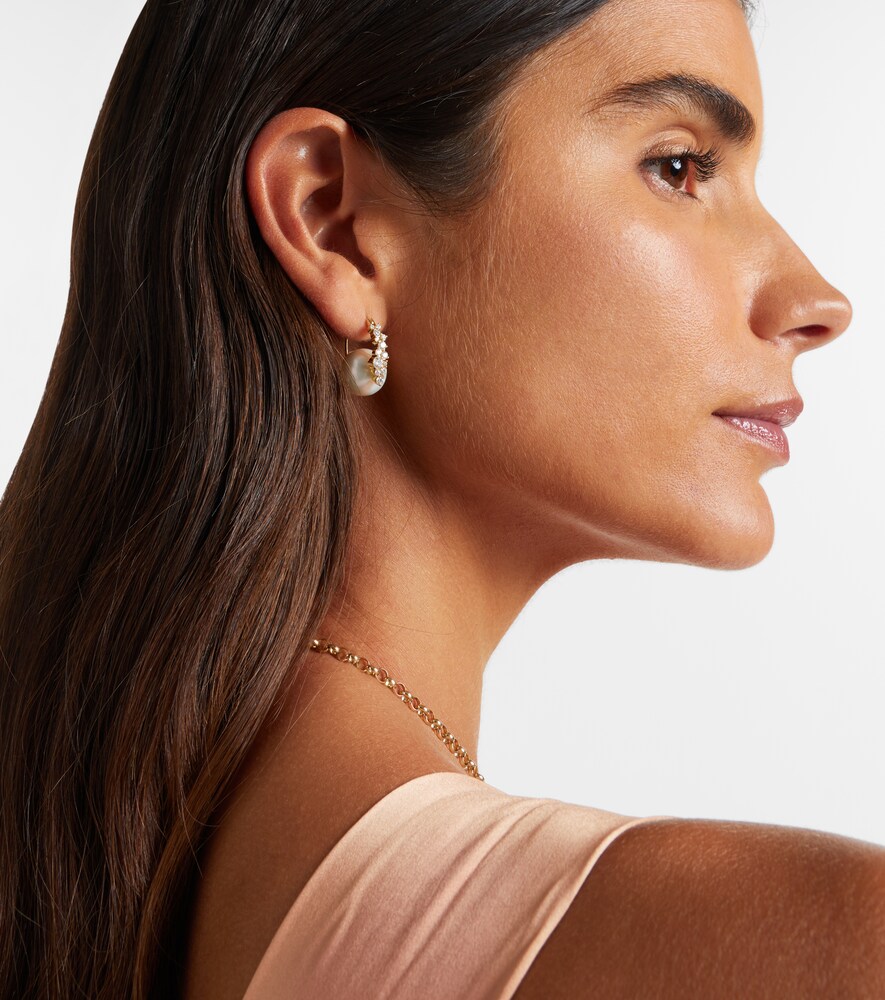 Sydney Evan Cocktail 14kt gold earrings with pearls and diamonds