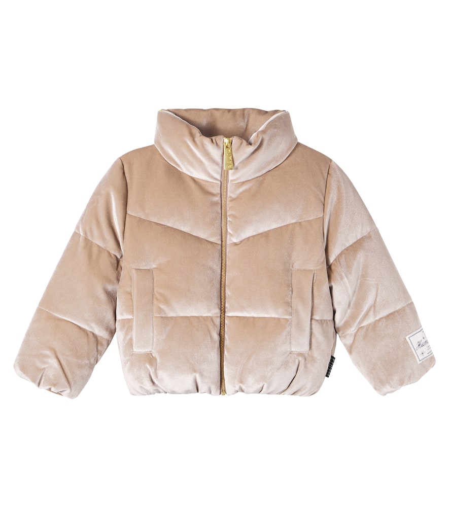 Molo Havi Velvet Puffer Jacket In Brown
