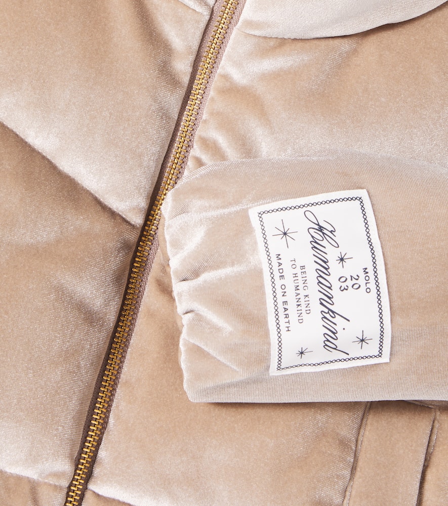 Molo Havi Velvet Puffer Jacket In Brown
