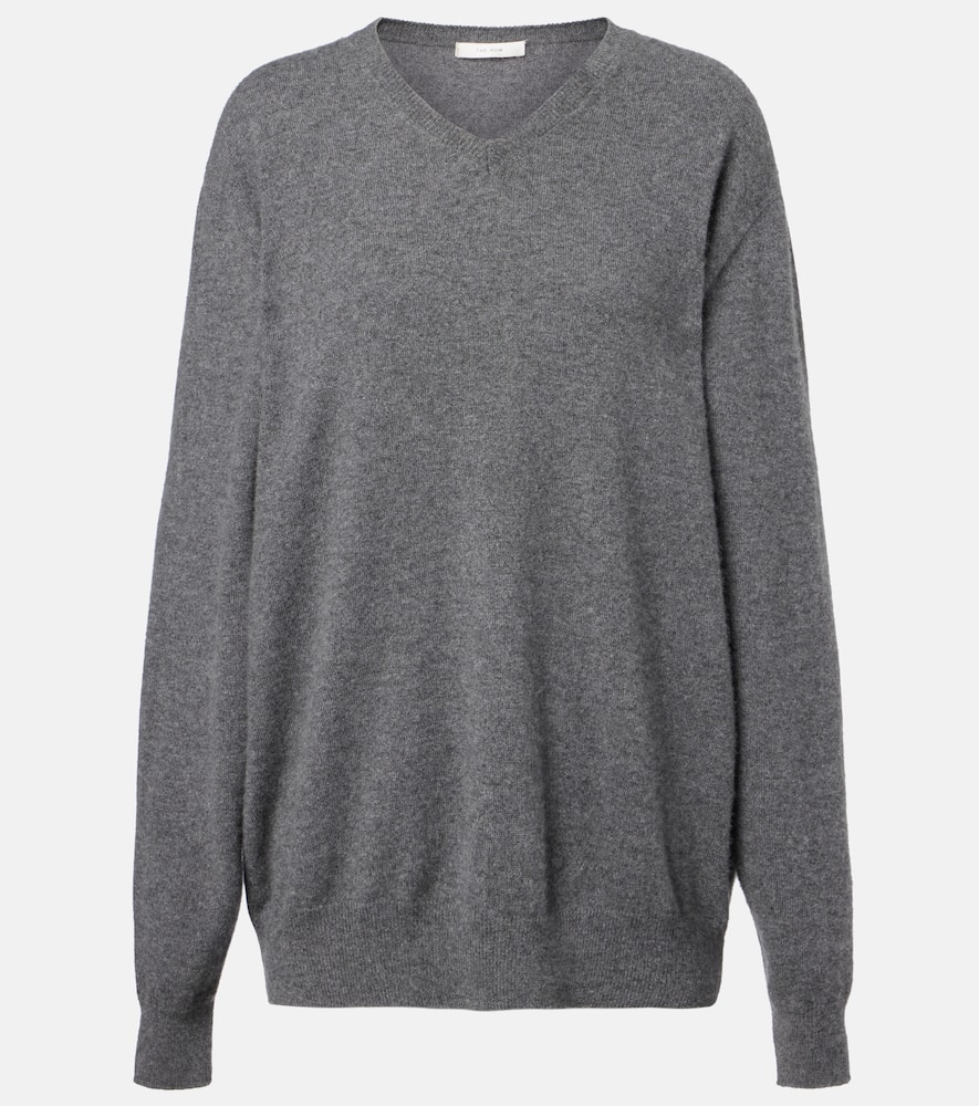 The Row Ligeia V-neck Cashmere Sweater In Gray