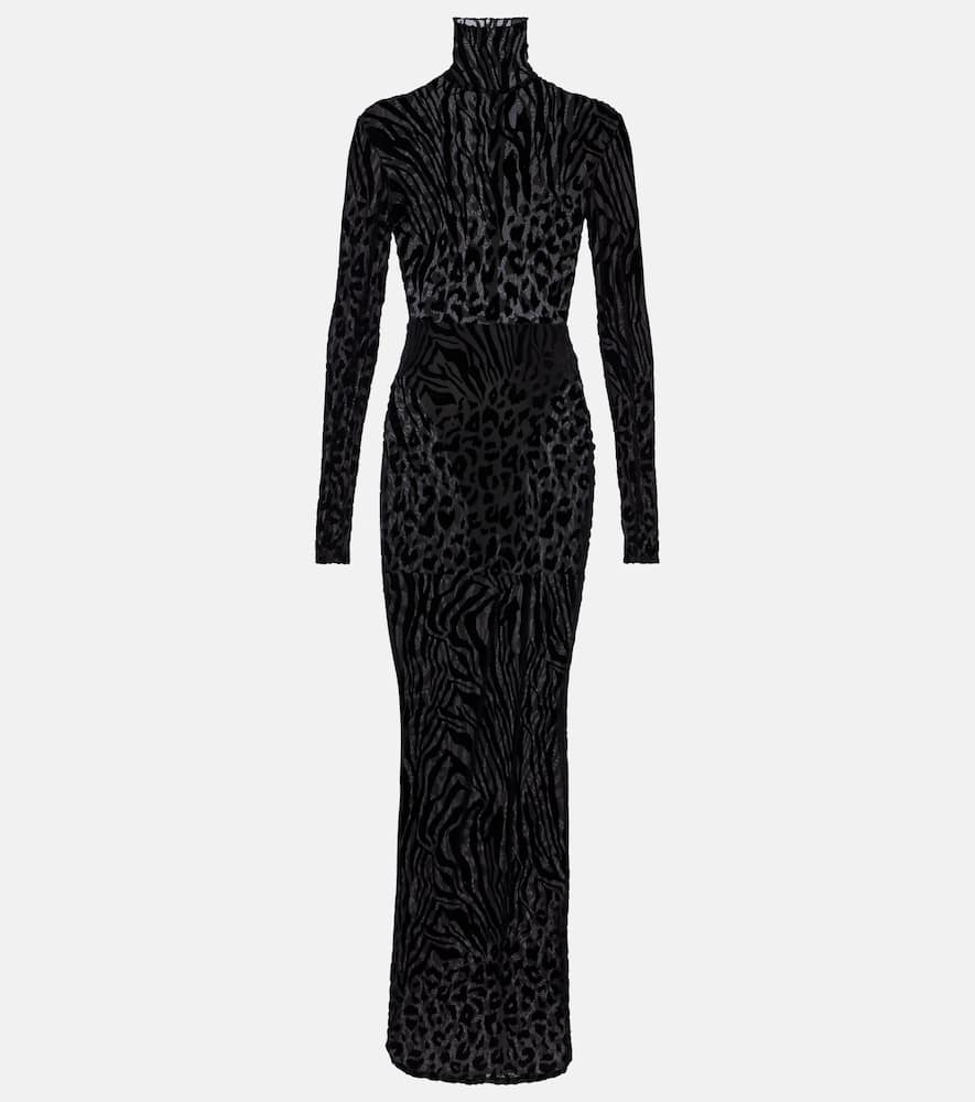 Alex Perry Sheer animal-print devore maxi dress