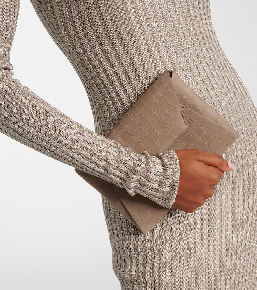 Brunello Cucinelli Sparkling Knit Dress With Monili In Gray