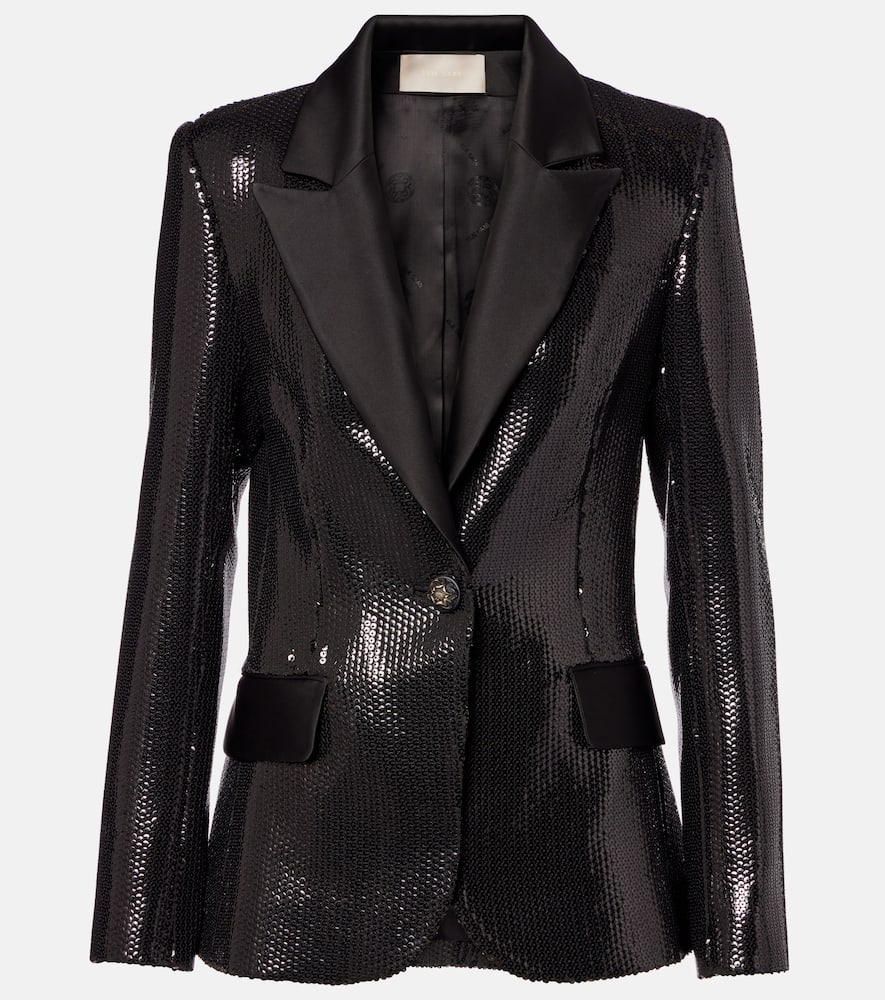 Elie Saab Sequined Satin Blazer In Animal Print