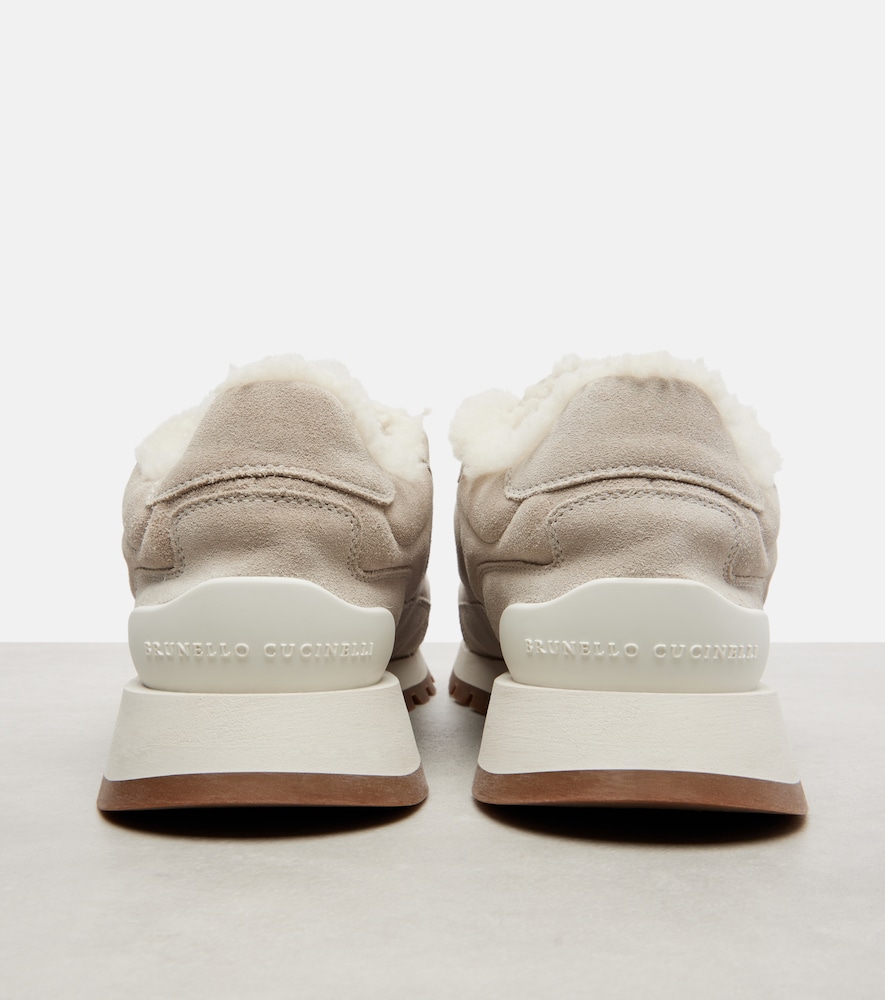  Brunello Cucinelli Brunello Cucinelli Shearling-lined Suede Low-top Sneakers 