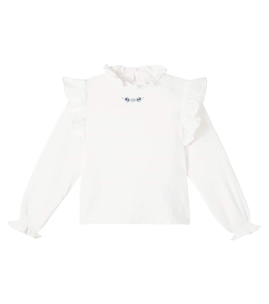 The New Society Maitea Ruffled Cotton Blouse In White