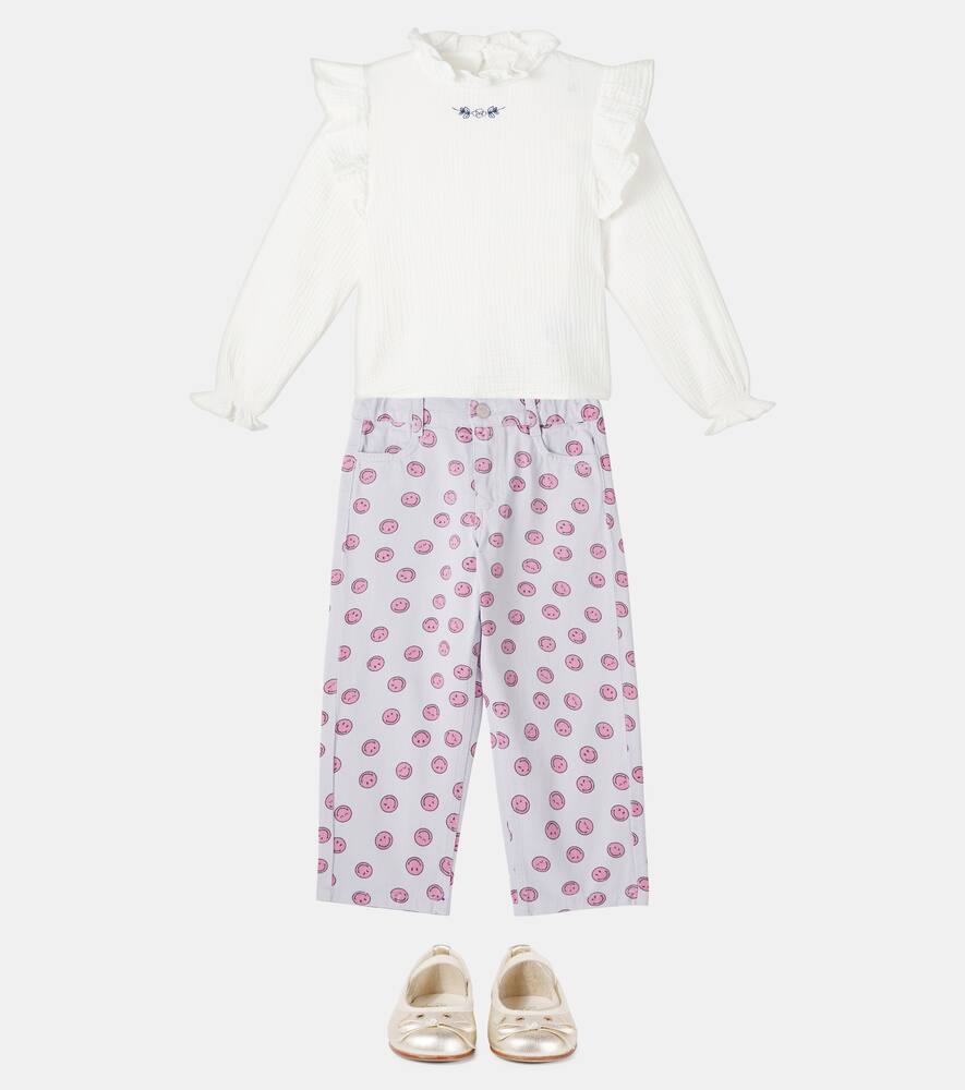 The New Society Maitea Ruffled Cotton Blouse In White